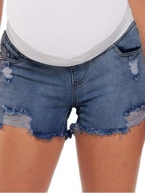 Denim Distressed Women's Shorts - Blue
